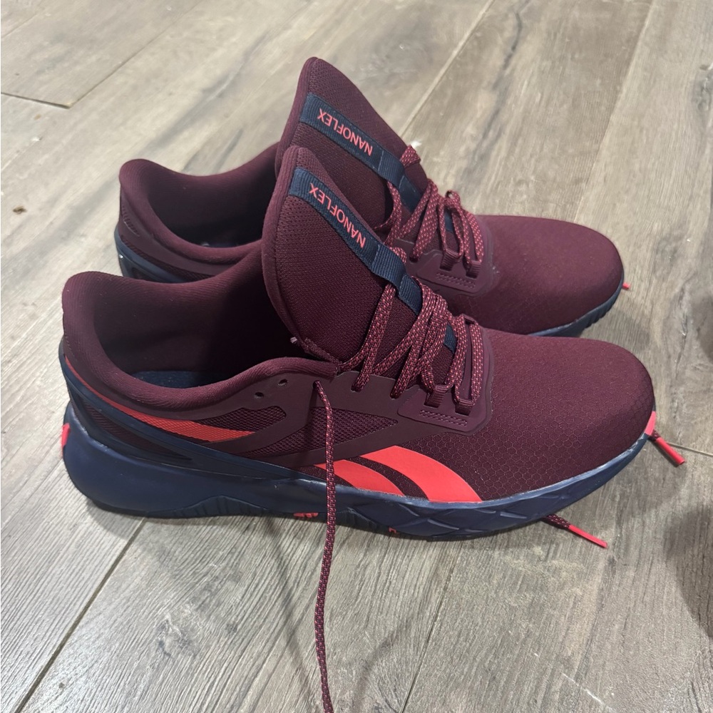 Reebok Maroon and Dark Blue Athletic Shoes
